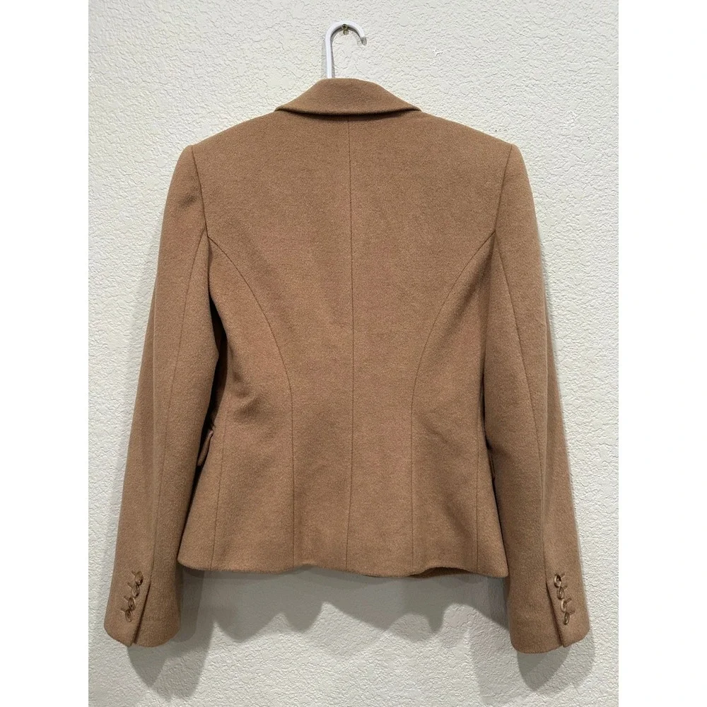 Michael Kors Collection Camel Hair Blazer Italy Tan Peaked Lapel KDL808A 6